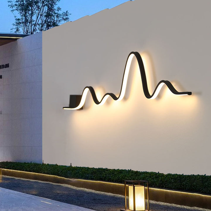 Applique Murale LED en Bande Solaire Imperméable Minimaliste Moderne en Fer Aluminium Silice pour Patio Extérieur 