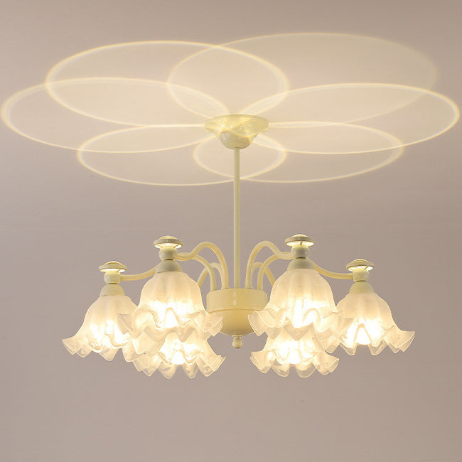 Lustre traditionnel en verre avec motif floral et branches en fer, 6/8 lumières pour chambre 