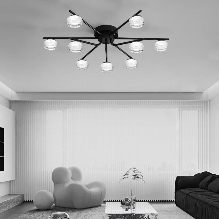 Plafonnier LED semi-encastré moderne minimaliste en acrylique et cuivre rond avec branche pour salon 