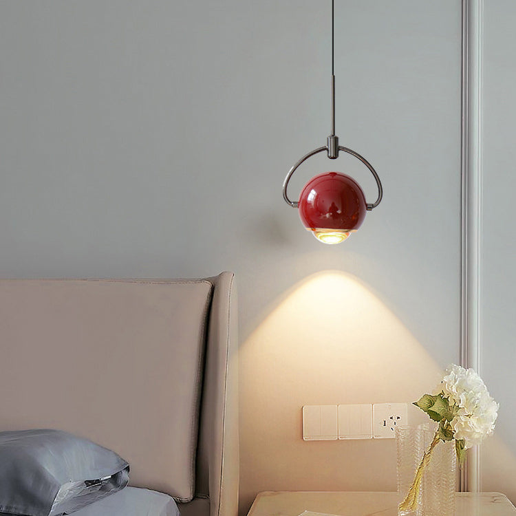 Luz colgante LED de vidrio de aluminio esférico giratorio minimalista moderno para dormitorio 