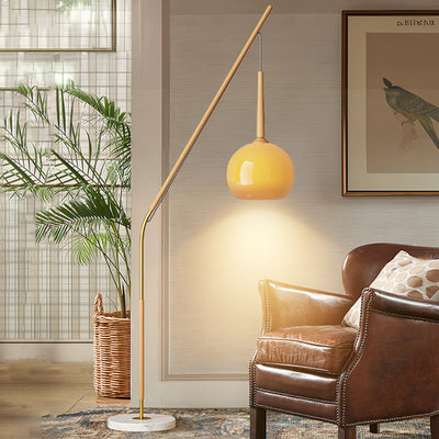 Traditional Vintage Orb Iron Glass 1-Light Standing Floor Lamp For Bedroom