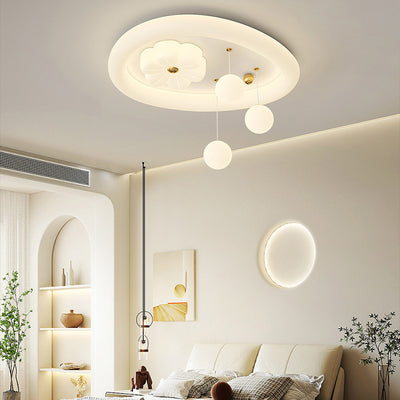Zeitgenössische Nordic Kids Eisen PE Elliptische Runde Ball Blume Mond LED Unterputz Deckenleuchte Für Schlafzimmer 
