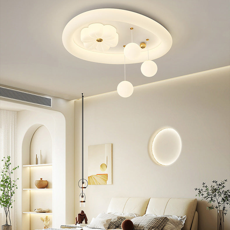 Zeitgenössische Nordic Kids Eisen PE Elliptische Runde Ball Blume Mond LED Unterputz Deckenleuchte Für Schlafzimmer 