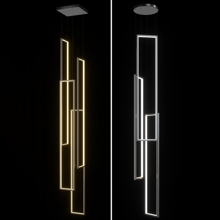 Plafonnier LED moderne minimaliste en fer, aluminium et silice rectangulaire pour escalier 