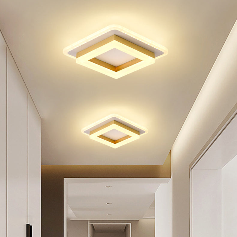 Luz de techo LED de montaje empotrado con pantalla cuadrada redonda geométrica acrílica de simplicidad moderna para sala de estar 