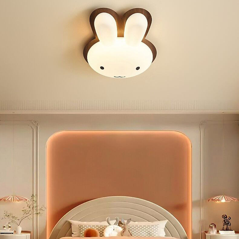 Modern Funny Bunny Kids Iron Acrylic LED Flush Mount Light