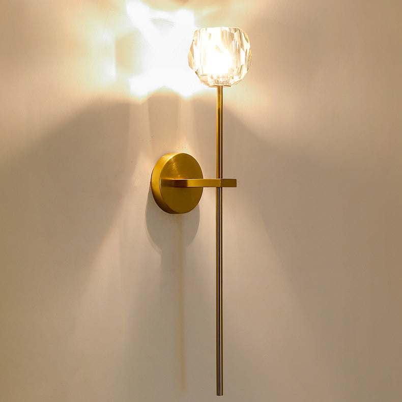 Moderne Mid-Century Kristall Ball Eisen gerade Pole 1-Licht Wandleuchte Lampe für Wohnzimmer 