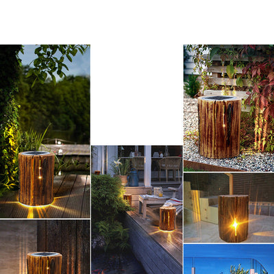 Moderne Art Deco Wasserdichte Solar Eisen Harz Baumstumpf LED Landschaft Beleuchtung Außen Beleuchtung Für Garten 