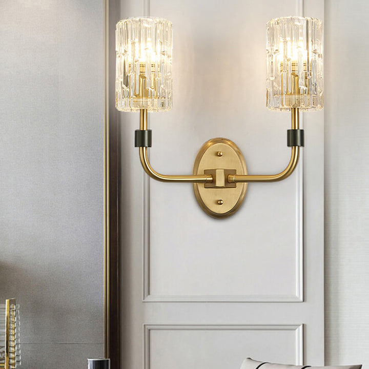Modern Luxury Glass Cup Copper 1/2 Light Wall Sconce Lamp For Bedroom