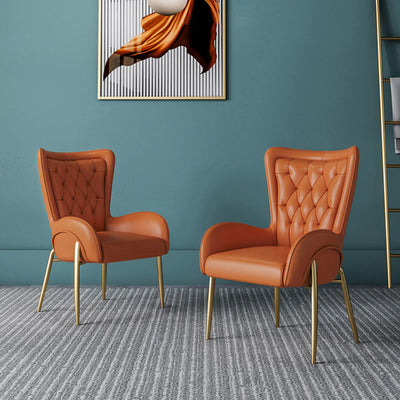 Moderna silla de comedor de lujo cuadrada curva de PU cuero terciopelo hierro con respaldo y brazo para comedor 