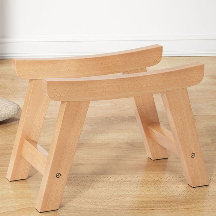 Moderner minimalistischer quadratischer Schuhbank-Hocker aus Kautschukholz mit Baumwoll-Leinen-Kissen für das Wohnzimmer 