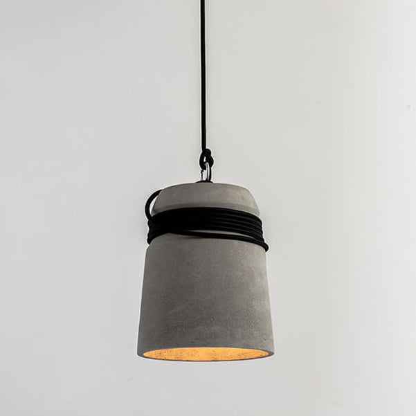 Contemporary Industrial Cylinder Cement 1-Light Pendant Light For Living Room