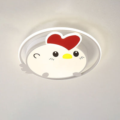 Childlike Cartoon Chick Acrylic Round LED Kids Flush Mount Ceiling Light