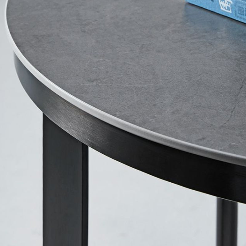 Mesa Auxiliar de Metal de Pizarra con Base Redonda y Triangular de Estilo Moderno y Sencillo para Sala de Estar 