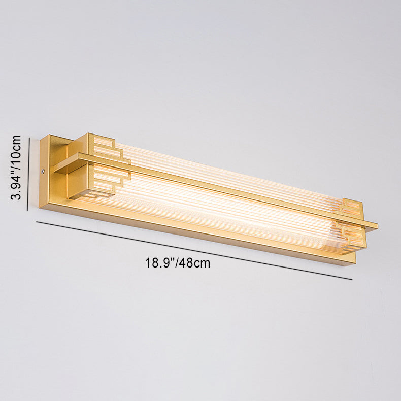 Applique Murale LED en Verre en Acier Inoxydable Étanche Rectangulaire Chinoise Traditionnelle pour Patio Extérieur 