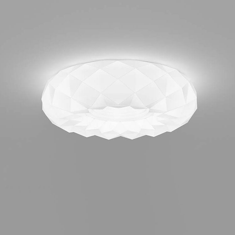 Contemporary Nordic Iron Acrylic White Round Geometric Texture LED Flush Mount Ceiling Light For Living Room &amp; Bedroom