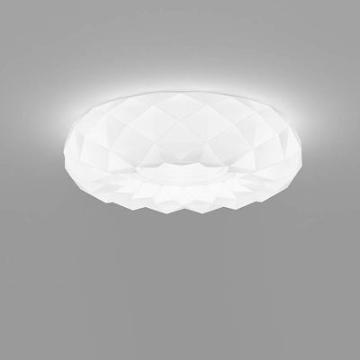 Nordic Minimalist White Round Geometric Texture LED Flush Mount Ceiling Light