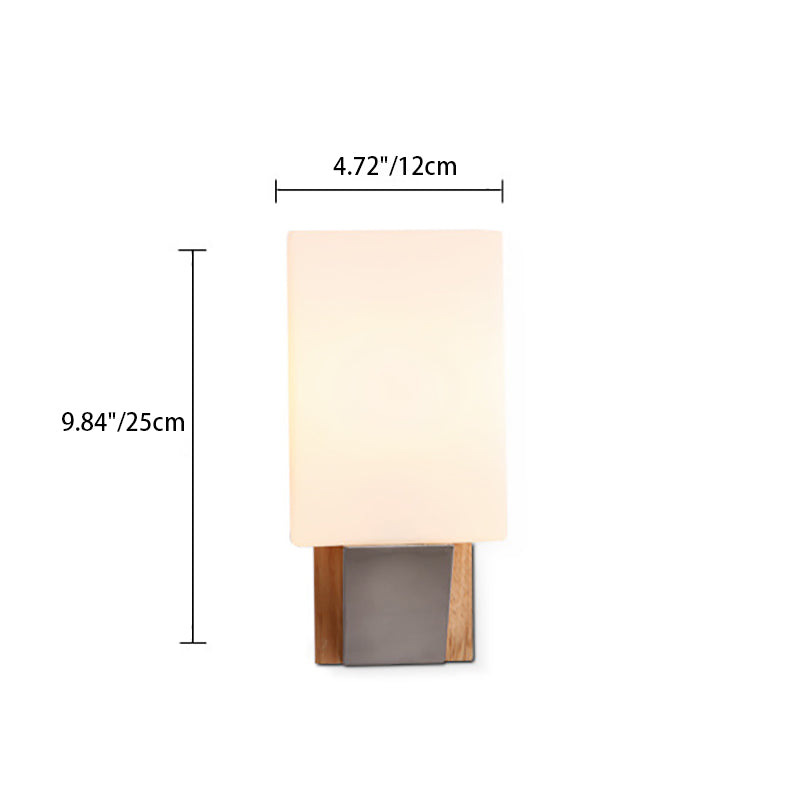 Moderne minimalistische Rechteck Holz Glas 1-Licht Wandleuchte Lampe für Schlafzimmer 