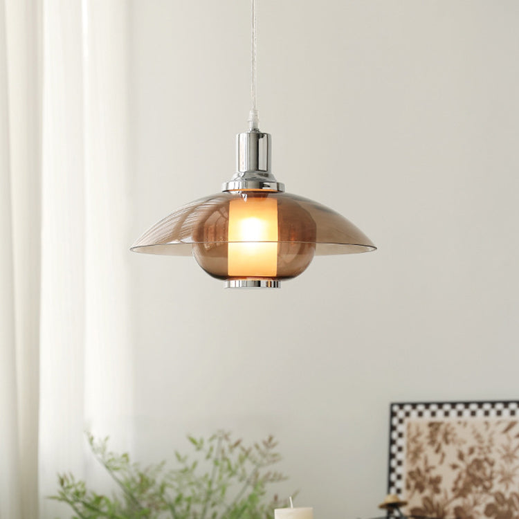 Zeitgenössische nordische bernsteinfarbene Glasscheibe aus Eisen mit 1 Licht für Wohnzimmer 