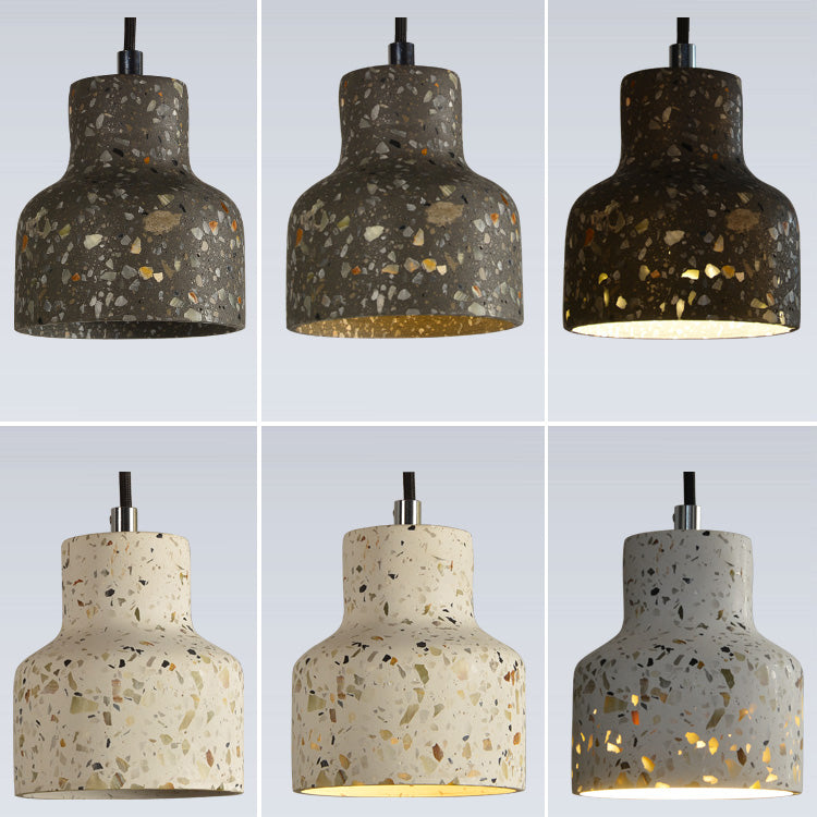 Suspension contemporaine scandinave ronde en terrazzo jade à 1 lumière pour salon 