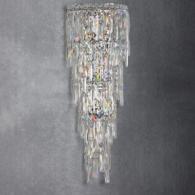 Contemporary Luxury Crystal Tassel Half Post 1-Light Wall Sconce Lamp For Living Room