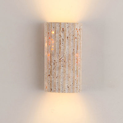 Traditionelle japanische gestreifte beige Travertin-Halbkugel-LED-wasserdichte Wandleuchte für das Wohnzimmer 