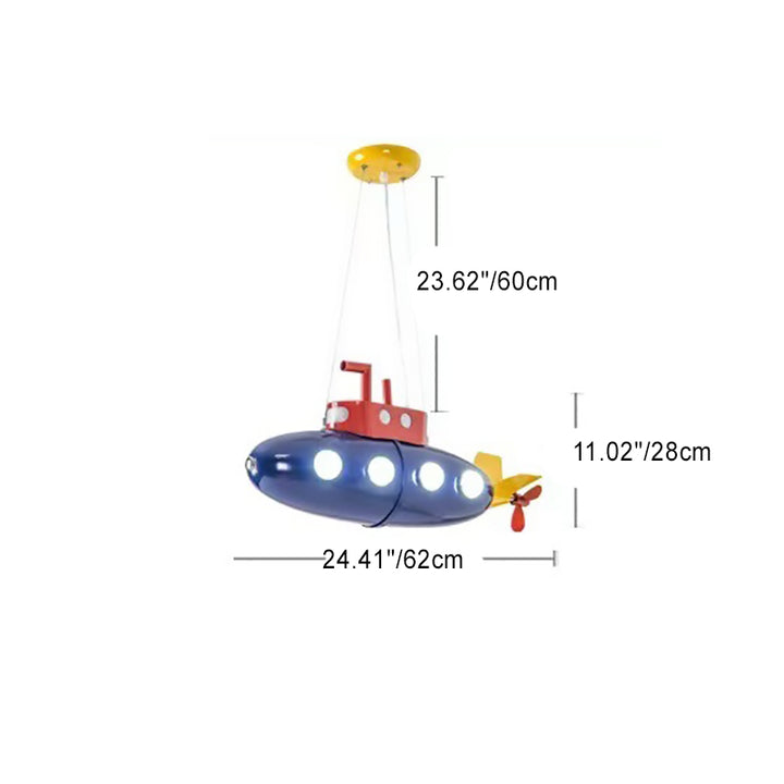 Zeitgenössische kreative Cartoon U-Boot Eisen LED Kinder Kronleuchter für Schlafzimmer 