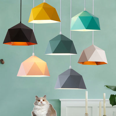 Modern Macaroon Iron Geometric Lozenge 1-Light Pendant Light