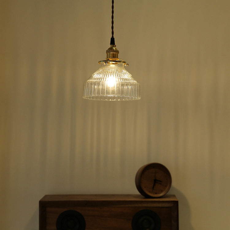 Contemporary Nordic Brass Glass Round Shape 1-Light Pendant Light For Living Room