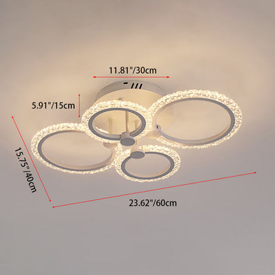 Contemporary Nordic Stainless Steel Acrylic Round LED Semi-Flush Mount Ceiling Light For Bedroom