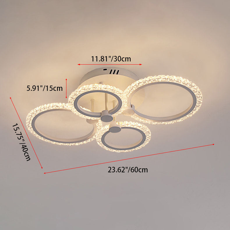 Contemporary Nordic Stainless Steel Acrylic Round LED Semi-Flush Mount Ceiling Light For Bedroom