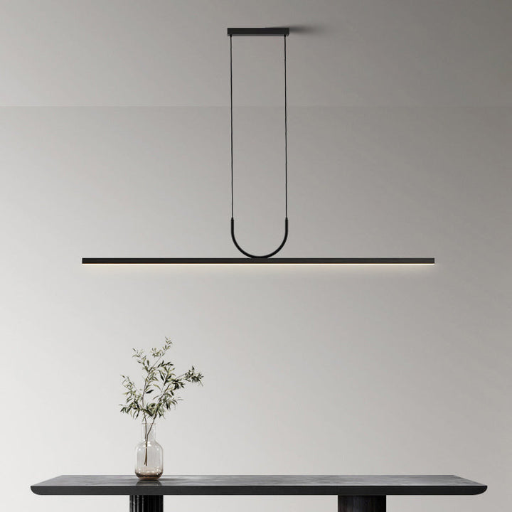 Modern Minimalist Aluminum Fiber Acrylic Long Strip LED Island Light Chandeliers For Dining Room