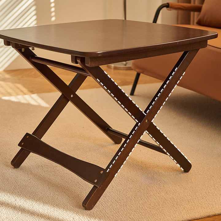Traditioneller klappbarer quadratischer Tisch aus Kautschukholz im Vintage-Stil für das Wohnzimmer 