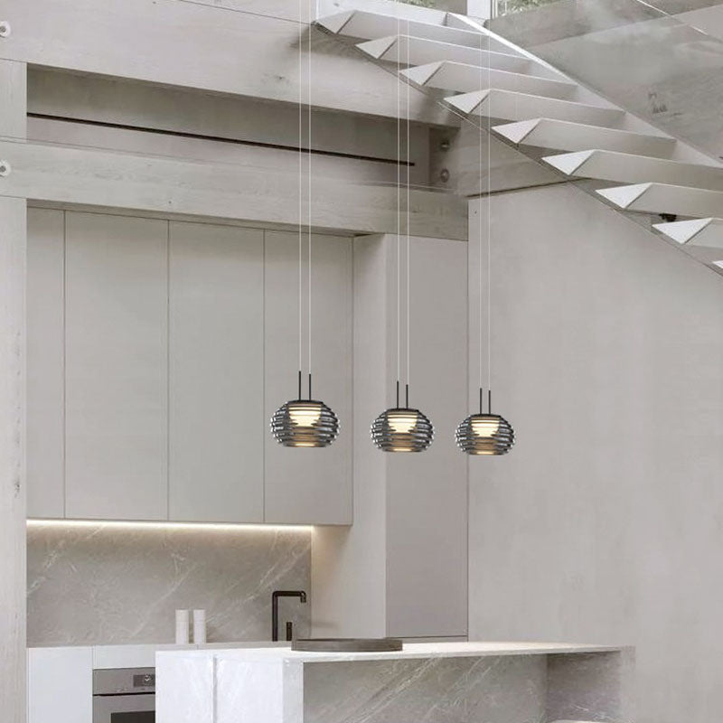Modern Minimalist Oval Metal Acrylic Glass LED Pendant Light For Living Room
