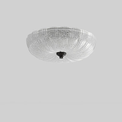 Plafonnier LED rond en verre de cuivre à montage affleurant pour chambre à coucher - Simplicité moderne 
