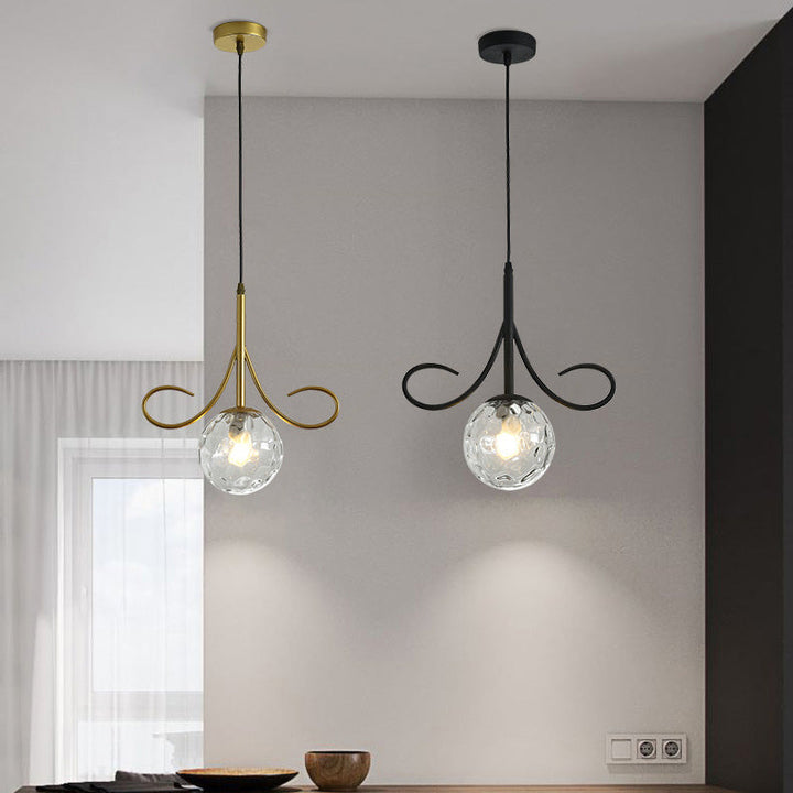 Lustre suspendu à 1 lumière en fer avec abat-jour en verre moderne et luxueux pour salon 