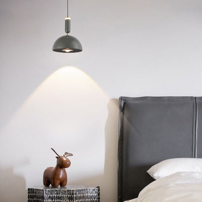 Lámpara colgante LED de cúpula redonda minimalista moderna de aluminio y acrílico para dormitorio 