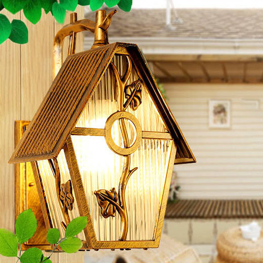 Applique murale extérieure rétro en aluminium étanche avec verre dépoli et 1 lumière 