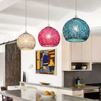 Contemporary Creative Aluminum Macaron Round 1-Light Pendant Light For Living Room