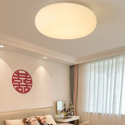 Modern Minimalist Oval Iron PE LED Flush Mount Ceiling Light For Bedroom