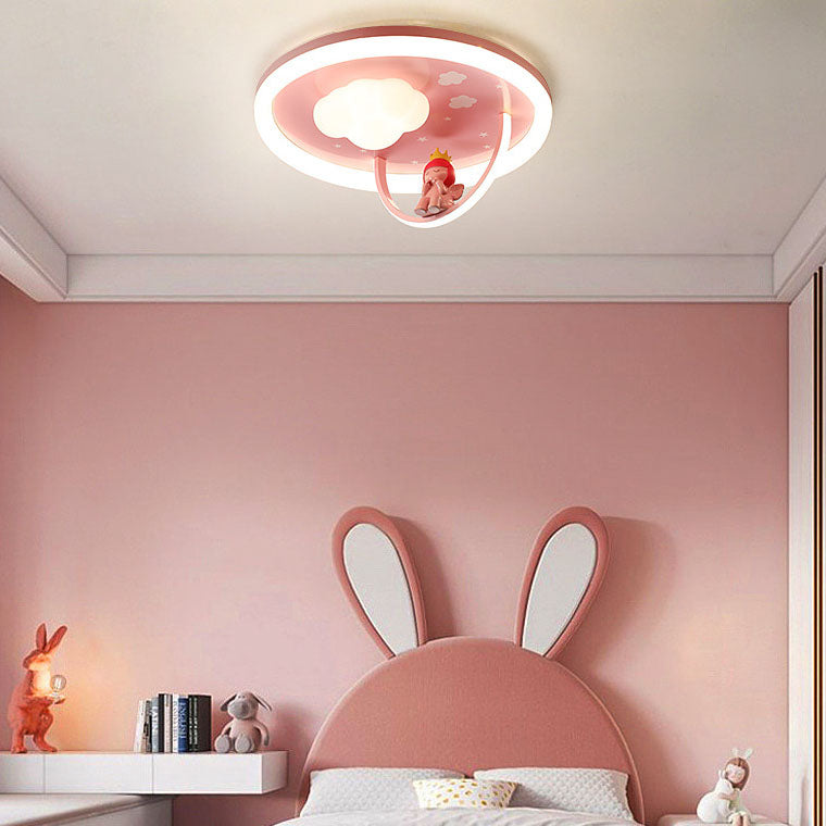 Contemporary Creative Resin Kids Cartoon LED Flush Mount Ceiling Light For Bedroom