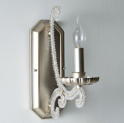 Traditional Rustic Iron Candelabra Crystal Decor 1/2-Light Wall Sconce Lamp For Living Room