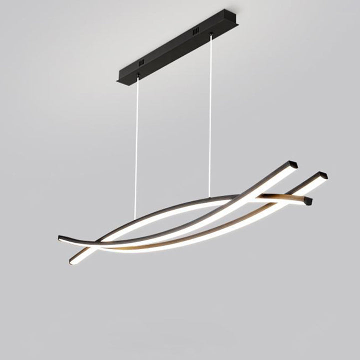 Modern Minimalist Wave Arch Aluminum Hardware LED Island Light Chandelier For Dining Room