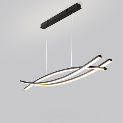 Moderne minimalistische Welle Bogen Aluminium Hardware LED Insel Licht Kronleuchter für Esszimmer 