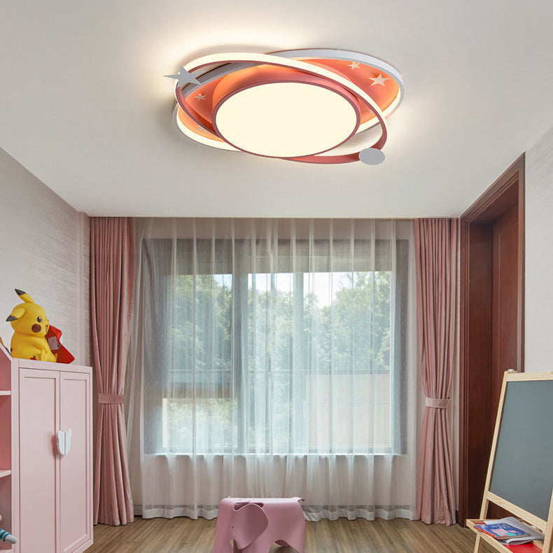 Moderno Arte Deco Noche Estrellada Redondo Ovalado Acrílico Aluminio LED Luz de Techo Empotrada Para Dormitorio 