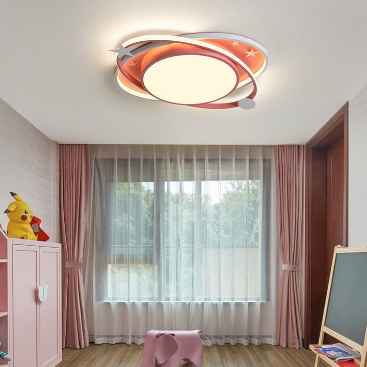 Moderno Arte Deco Noche Estrellada Redondo Ovalado Acrílico Aluminio LED Luz de Techo Empotrada Para Dormitorio 