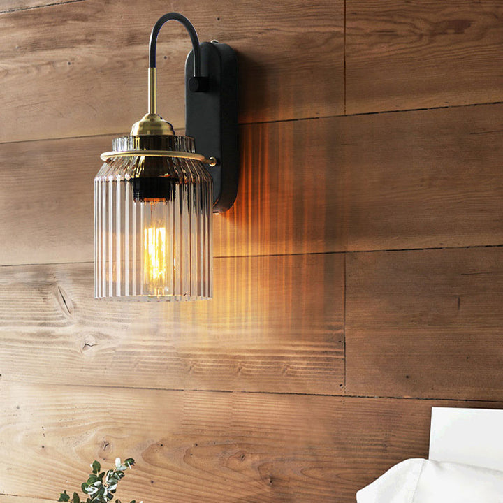 Cilindro de Lujo Moderno de Hierro y Vidrio con 1 Luz para Dormitorio 