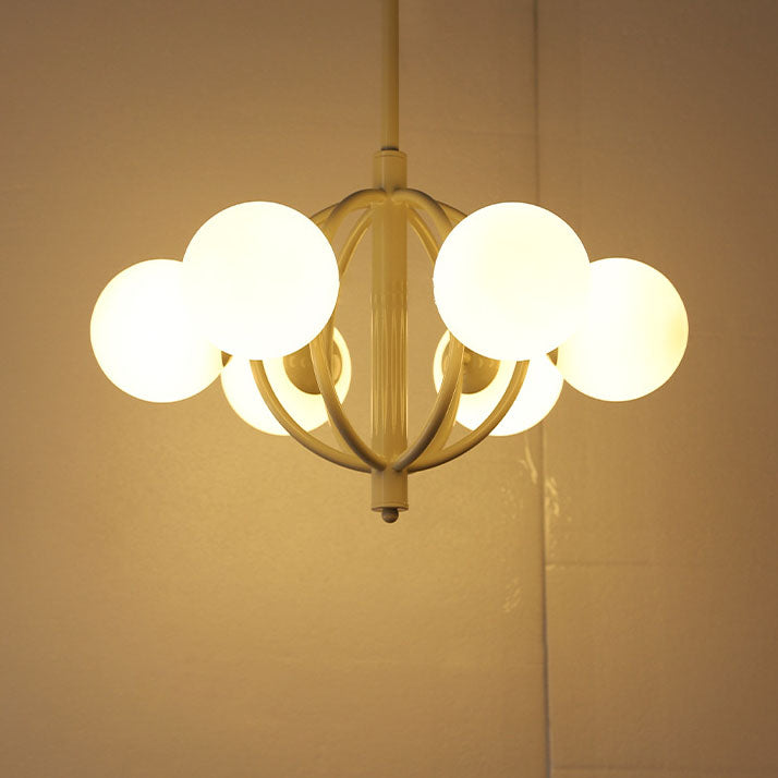 Moderner Übergangsleuchter aus Eisen und Glas mit 6 Lichtern für das Wohnzimmer 