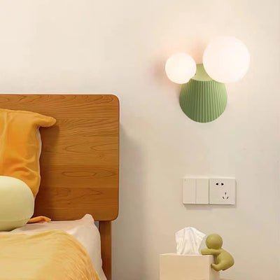 Moderne minimalistische runde Tischkugel Harz PE 2-Licht Wandleuchte Lampe für Schlafzimmer 