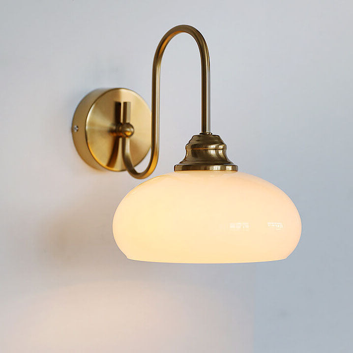 Contemporary Nordic Round Dome Iron Glass 1-Light Wall Sconce Lamp For Bedroom